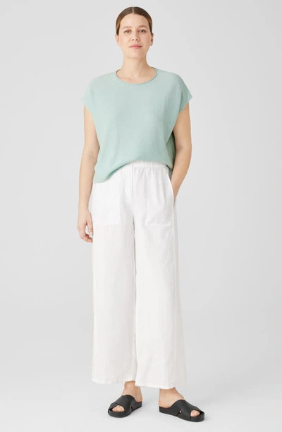 Eileen Fisher Straight-leg Cropped Linen Trousers In White