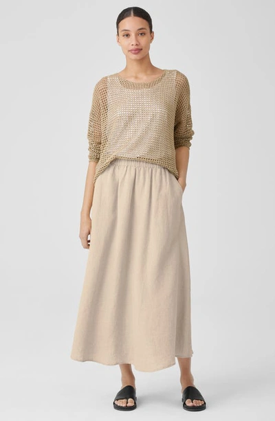 Shop Eileen Fisher A-line Organic Linen Midi Skirt In Undyed Natural