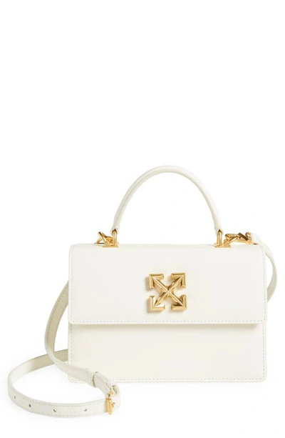 Shop Off-white Jitney 1.4 Leather Top Handle Bag In White