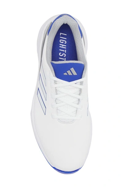 Shop Adidas Golf Zg23 Golf Shoe In White/ Lucid Blue/ Silver Met