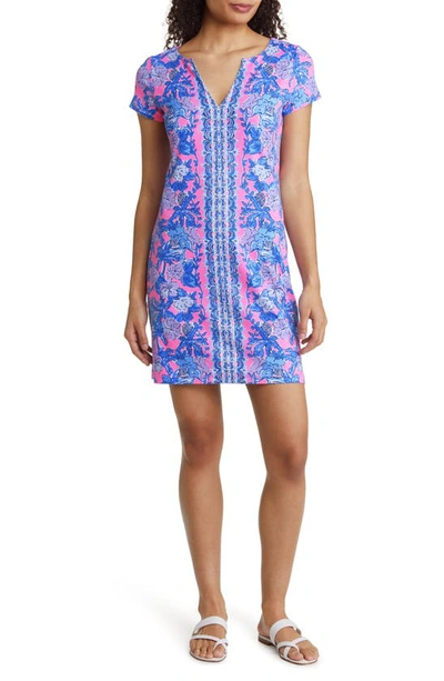 Shop Lilly Pulitzer Sophiletta Upf 50+ Short Sleeve Shift Dress In Pink Palm Paradise