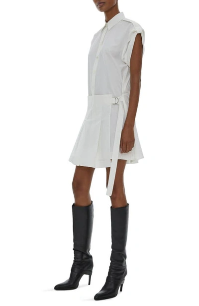 Shop Helmut Lang Pleated Shirtdress In Optic Wht