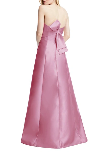 Alfred Sung Strapless Satin A-line Gown In Powder Pink