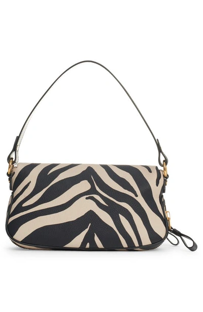 Shop Tom Ford Zebra Stripe Calfskin Leather Shoulder Bag In Black/ Beige