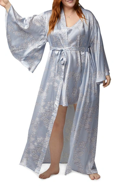 Shop Bedhead Pajamas Floral Print Silk Robe In Renee Blossom