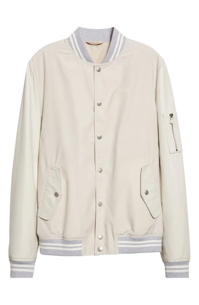 Shop Eleventy Storm System® Waterproof Mixed Media Bomber Jacket In Sand And Ivory