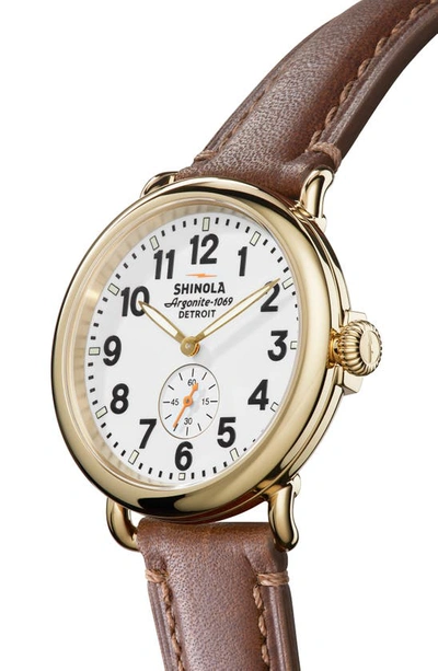 Shop Shinola The Runwell Sub Second Leather Strap Watch, 41mm In White