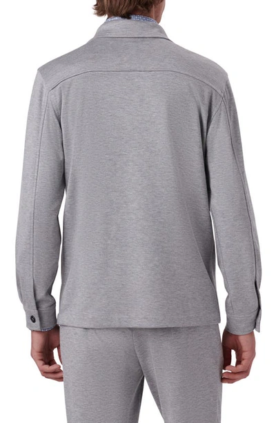 Shop Bugatchi Double Knit Shirt Jacket In Platinum