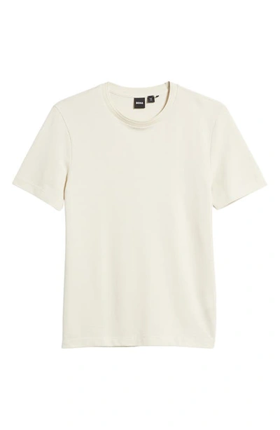 Hugo Boss Tiburt Regular Fit Textured Short Sleeve Tee In Open White