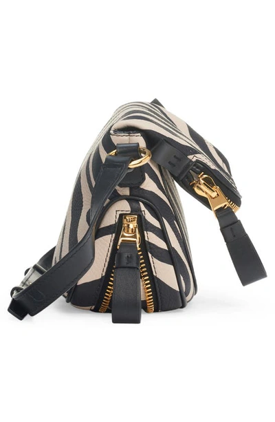 Shop Tom Ford Mini Jennifer Zebra Stripe Leather Crossbody Bag In Black/ Beige