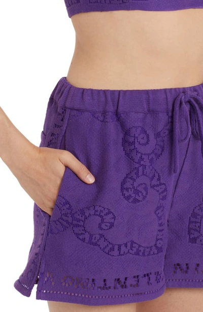 Shop Valentino Mini Bandana Guipure Lace Cotton Blend Shorts In Yu4-astral Purple