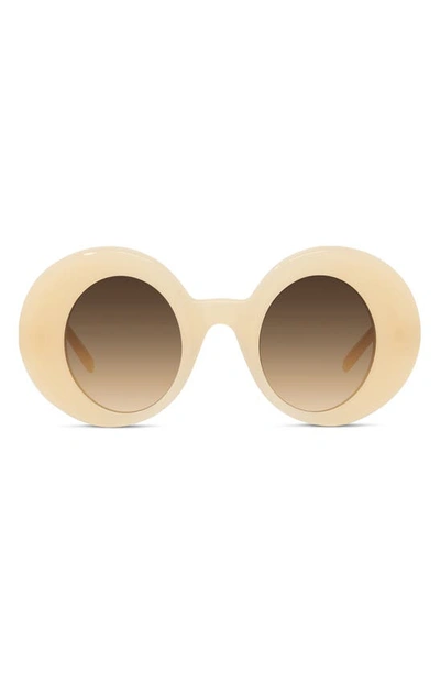 Shop Loewe 44mm Small Oval Sunglasses In Shiny Beige / Gradient Brown