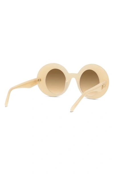 Shop Loewe 44mm Small Oval Sunglasses In Shiny Beige / Gradient Brown