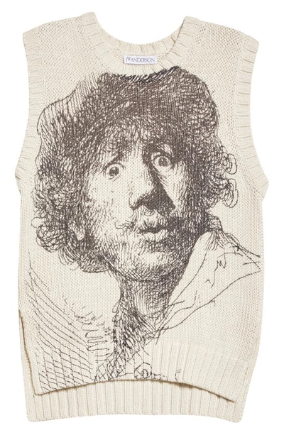 Shop Jw Anderson Rembrandt Sweater Vest In 002 Off White