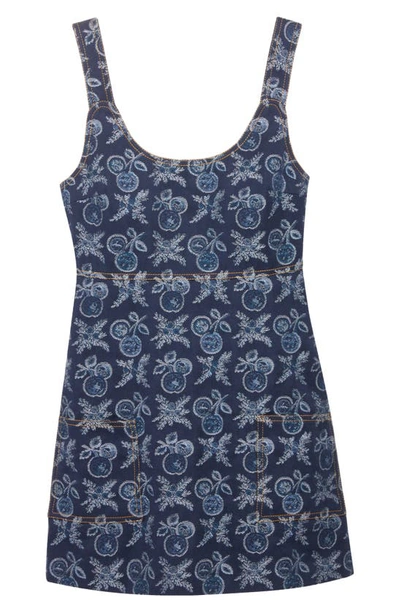 Shop Etro Apple Jacquard Minidress In Navy 410