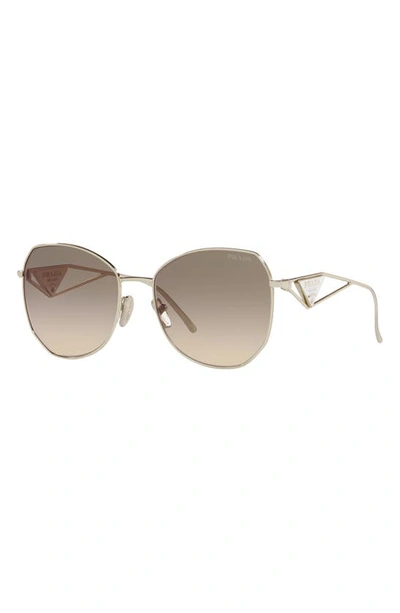 Shop Prada 57mm Gradient Round Sunglasses In Pale Gold