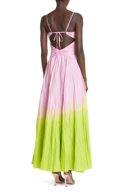 Shop Brandon Maxwell The Larisa Plunge Neck Crinkled Stretch Poplin Gown In Lilac Sachet/ Evening Primrose