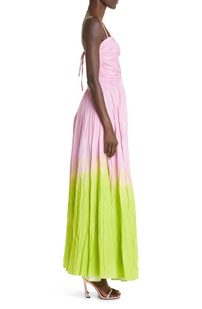Shop Brandon Maxwell The Larisa Plunge Neck Crinkled Stretch Poplin Gown In Lilac Sachet/ Evening Primrose