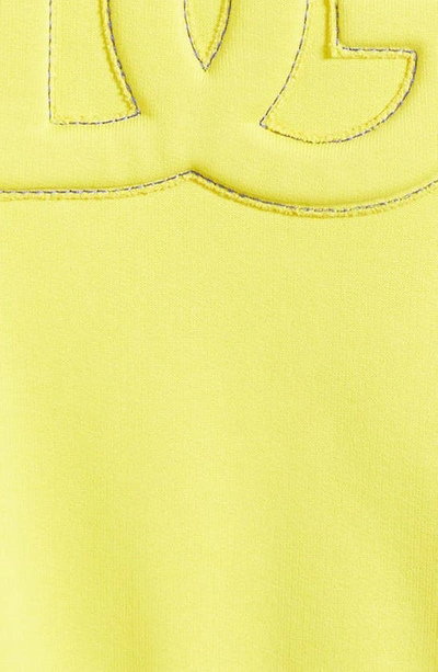 Shop Dolce & Gabbana Kids' Logo Cotton Hoodie In Lmn Yellow