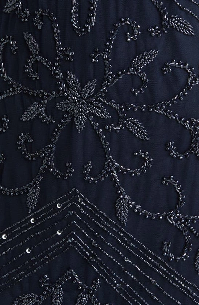 Pisarro Nights Beaded Double V-neck Dress In Navy