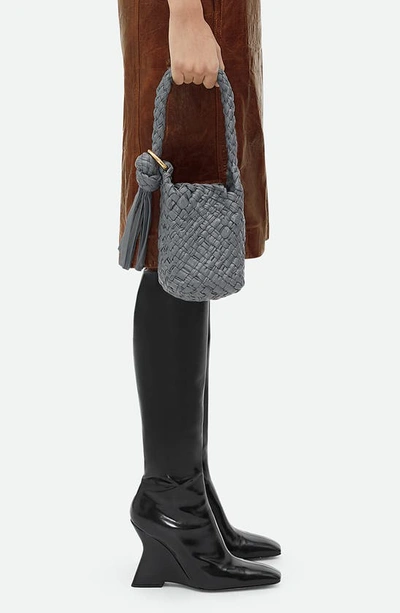 Bottega Veneta Mini Piero Intrecciato Leather Bucket Bag In Thunder