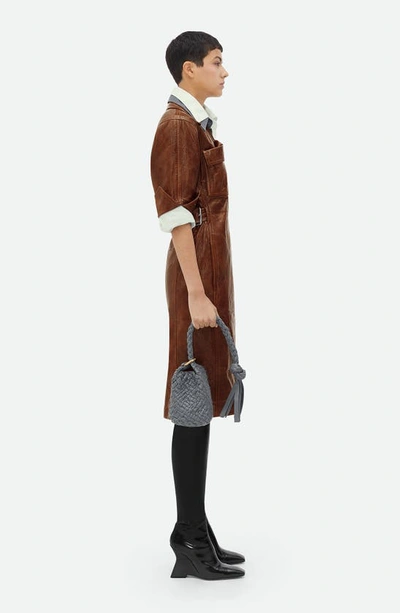 Bottega Veneta Mini Piero Intrecciato Leather Bucket Bag In Thunder