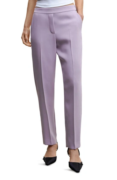 Shop Mango Relaxed Fit Straight Leg Trousers In Light/ Pastel Purple