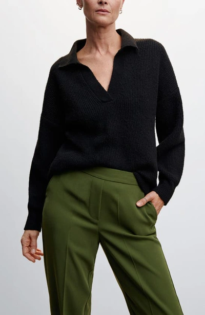 Shop Mango Relaxed Fit Straight Leg Trousers In Green