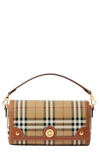 Burberry Note Check Flap Crossbody Bag In Beige