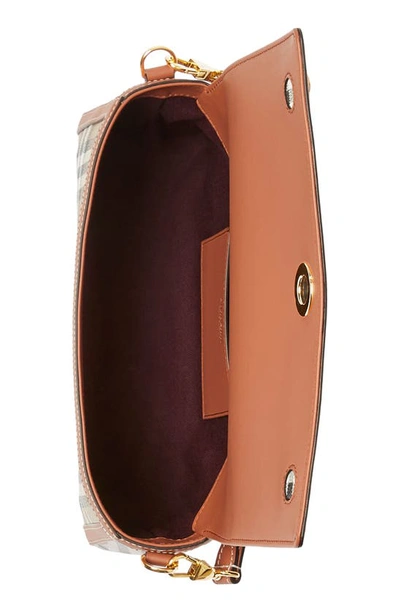 Burberry Canvas And Leather Note Handbag With Check Pattern In Briar Brown