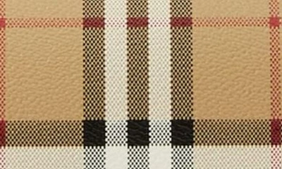 Burberry Canvas And Leather Note Handbag With Check Pattern In Briar Brown