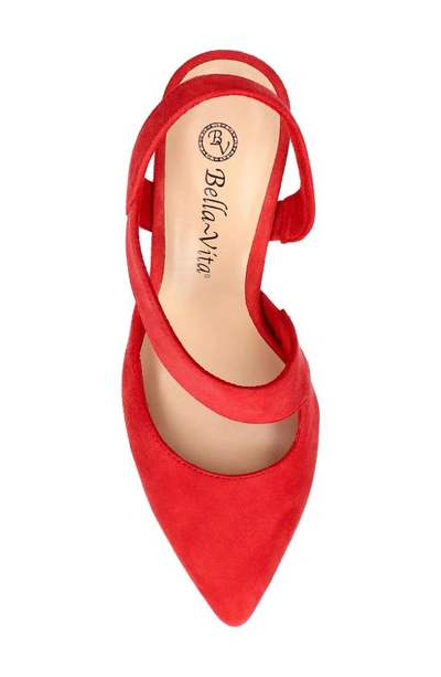 Shop Bella Vita Arabella Slingback Pointed Toe Pump In Red Suede Leather