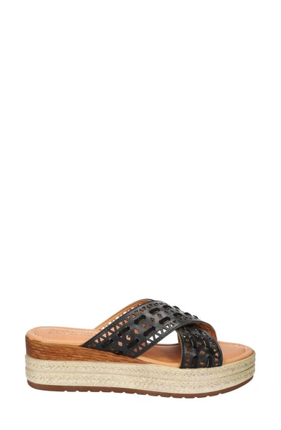 Bella Vita Exa-italy Espadrille Platform Slide Sandal In Black Leather