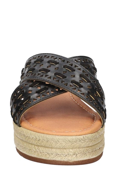 Bella Vita Exa-italy Espadrille Platform Slide Sandal In Black Leather