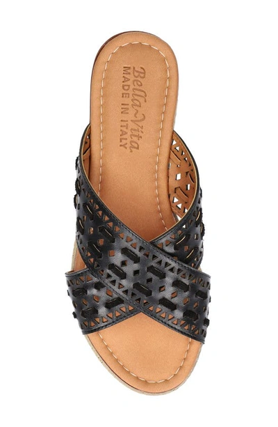Bella Vita Exa-italy Espadrille Platform Slide Sandal In Black Leather