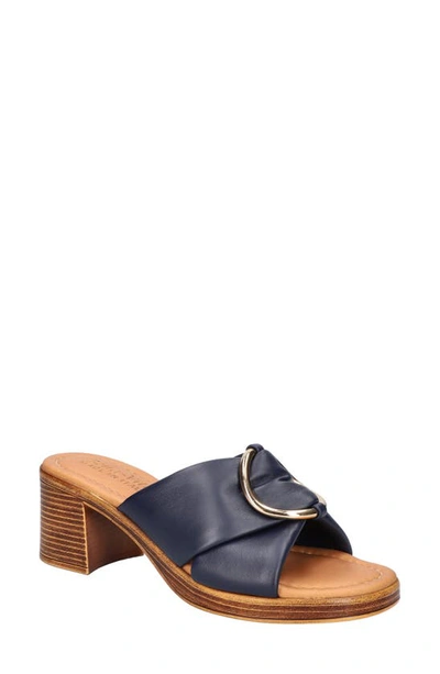 Shop Bella Vita Buckle Slide Sandal In Navy Leather