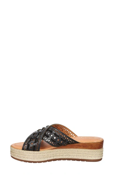 Bella Vita Exa-italy Espadrille Platform Slide Sandal In Black Leather