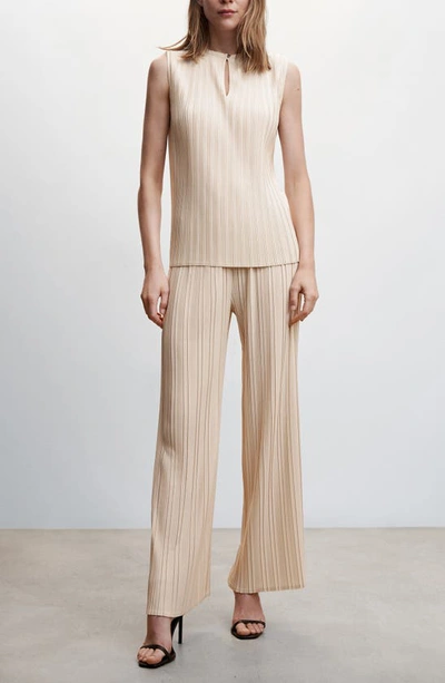 Shop Mango Pleated Wide Leg Pants In Off White