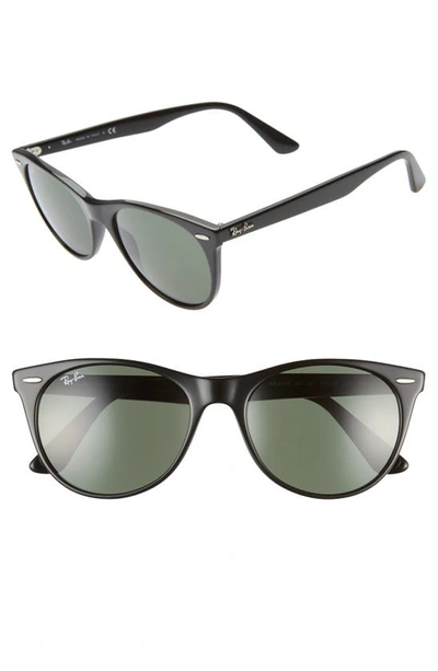Shop Ray Ban 55mm Round Wayfarer Sunglasses In Black Solid