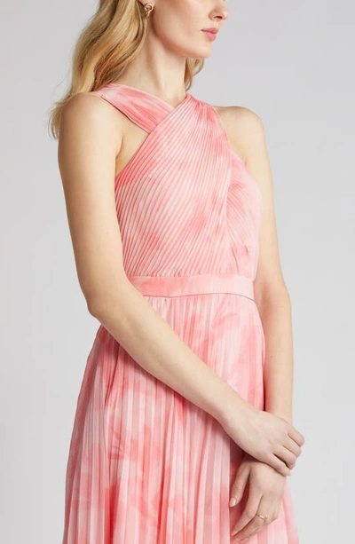 Shop Ted Baker Mirelia Floral Print Pleated Crossover Dress In Coral