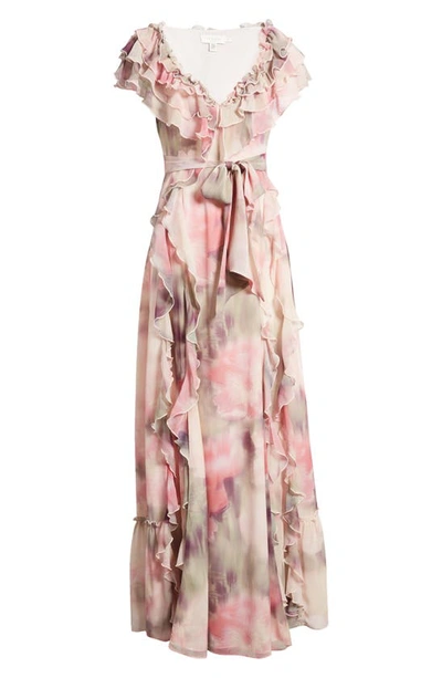 Shop Ted Baker Karenie Floral Print Ruffle Dress In Coral
