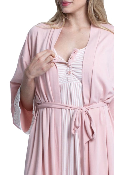 Shop Angel Maternity Hospital Pack Nursing Nightgown, Robe & Baby Wrap In Pink
