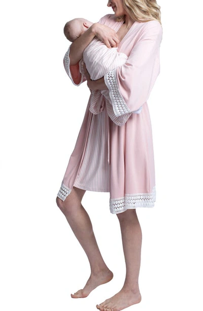 Shop Angel Maternity Hospital Pack Nursing Nightgown, Robe & Baby Wrap In Pink