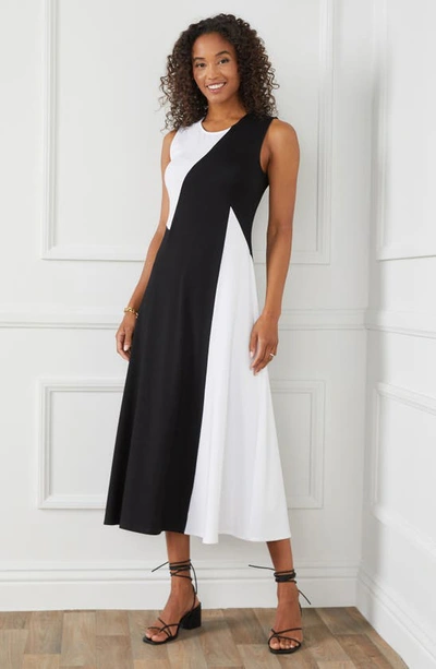 Shop Karen Kane Sleeveless Colorblock Maxi Dress In Black W/ White