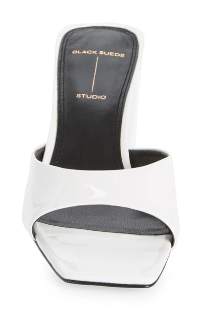 Shop Black Suede Studio Dia Slide Sandal In White Patent Leather