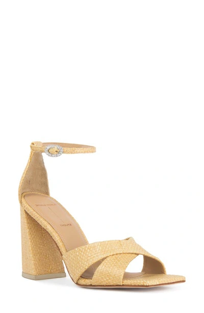 Black Suede Studio Women's Chelsea Raffia Block Heel Sandals In Raffia