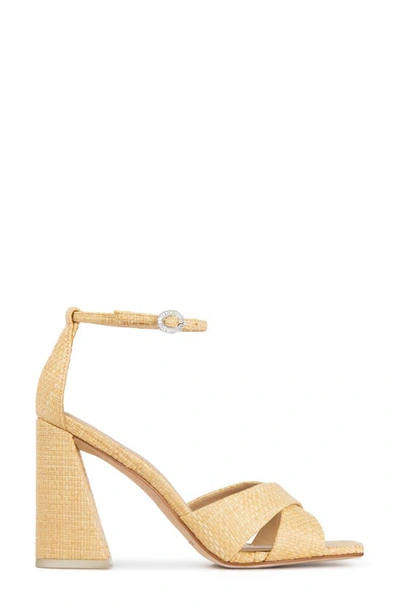 Black Suede Studio Women's Chelsea Raffia Block Heel Sandals In Raffia