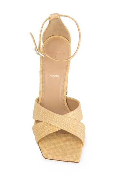 Black Suede Studio Women's Chelsea Raffia Block Heel Sandals In Raffia