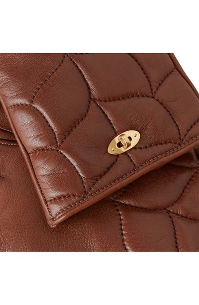Shop Mulberry Softie Quilted Sheepskin Leather Gloves In Teak