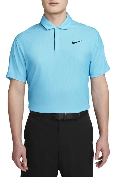 Shop Nike Dri-fit Tiger Woods Piqué Golf Polo In Baltic Blue/ Blue Chill/ Black